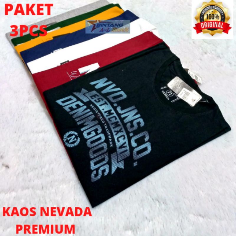 ( COD ) 3pcs kaos Nevada branded matahari original Motif RANDOM acak / kaos premium terlaris / kaos pria wanita dewasa / Kaos pria distro/ baju kaos pria distro