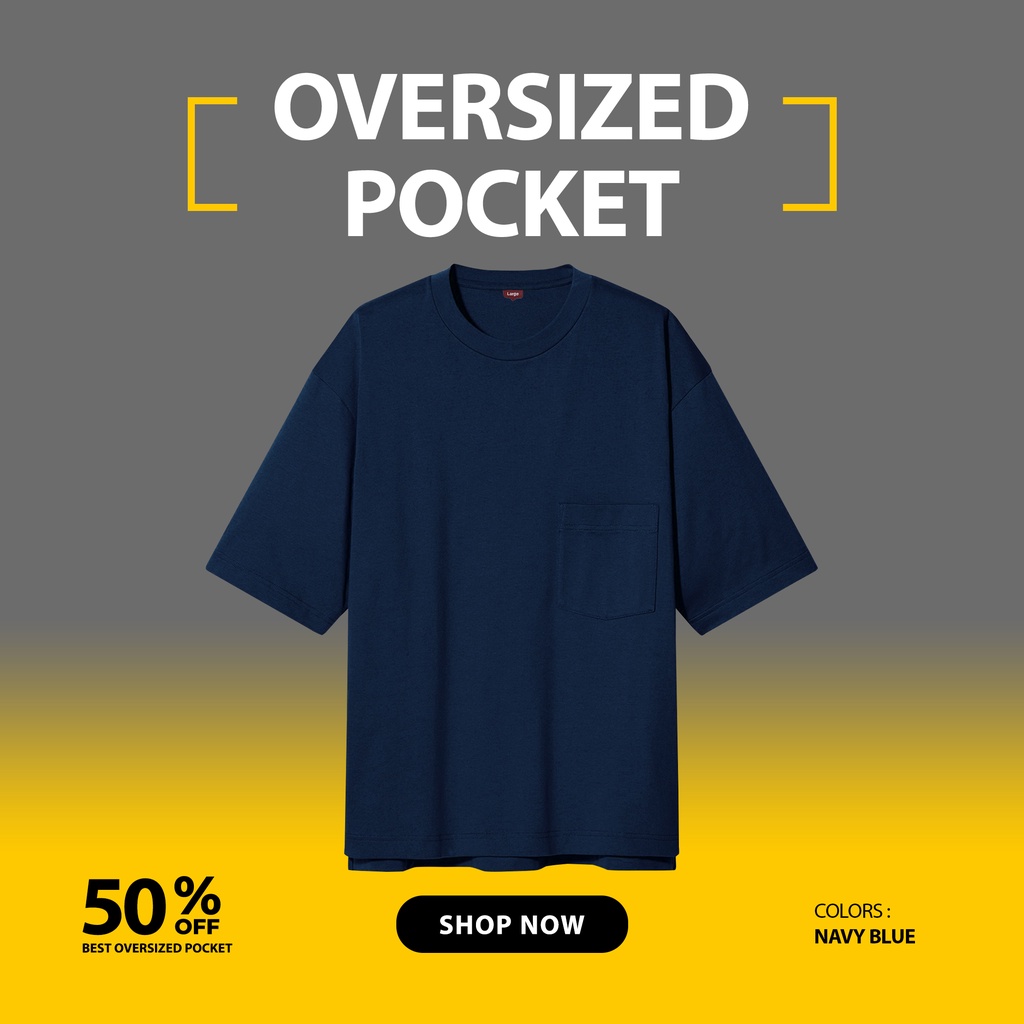 KAOS POLOS OVERSIZE POCKET SAKU PRIA TANGAN PENDEK WARNA NAVY BLUE UKURAN S-XL BAHAN COTTON COMBED 24S ORGINAL