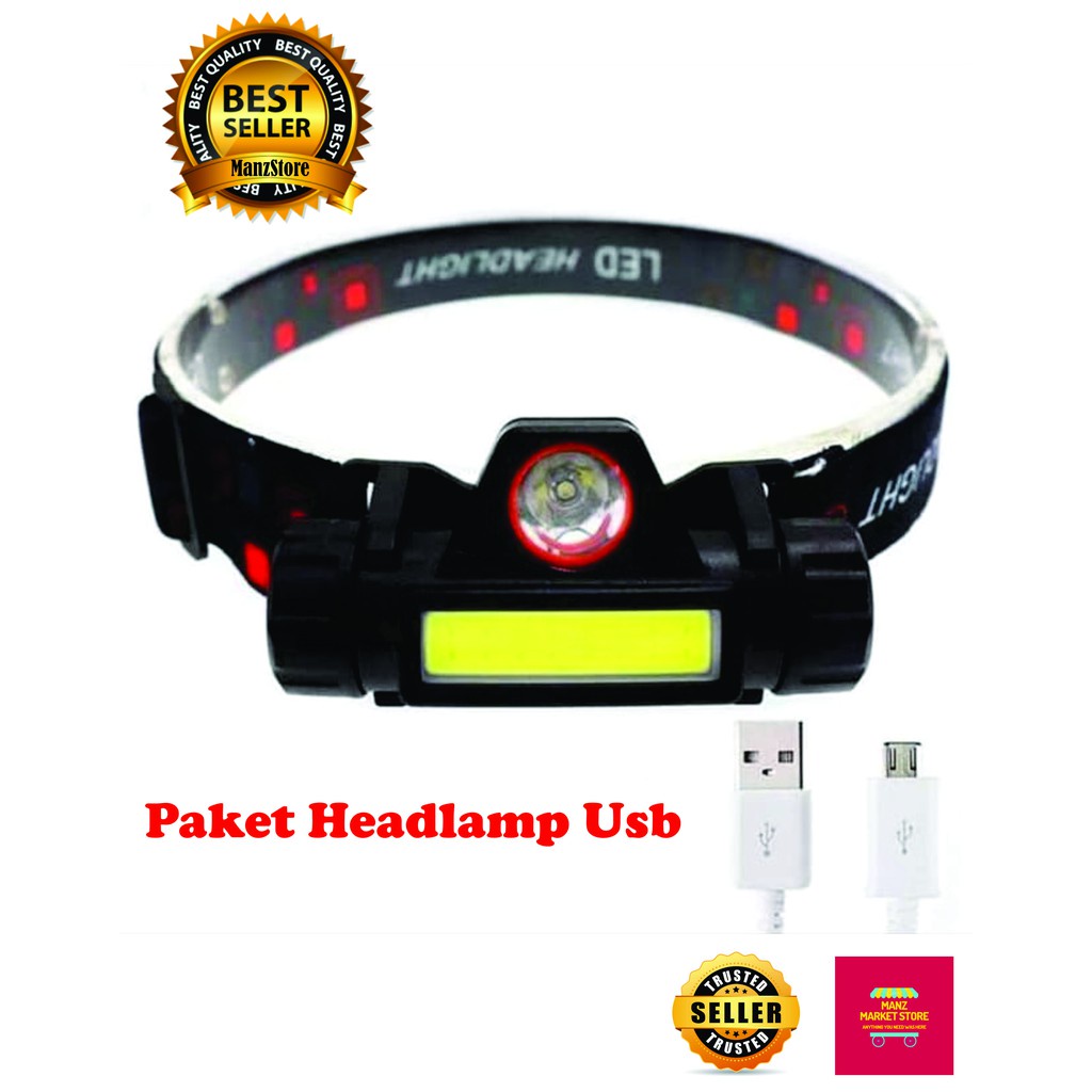 Senter Kepala LED | Headlamp Camping | Senter Kepala Charger | Headlamp Charger t.2-1