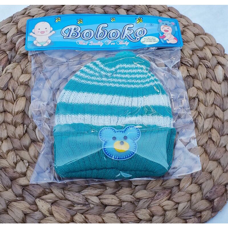 TOPI BOBOKO BIRU TOPI BAYI RAJUT / KUPLUK BAYI RAJUT / TOPI BAYI HANGAT / TOPI BAYI BOBOKO