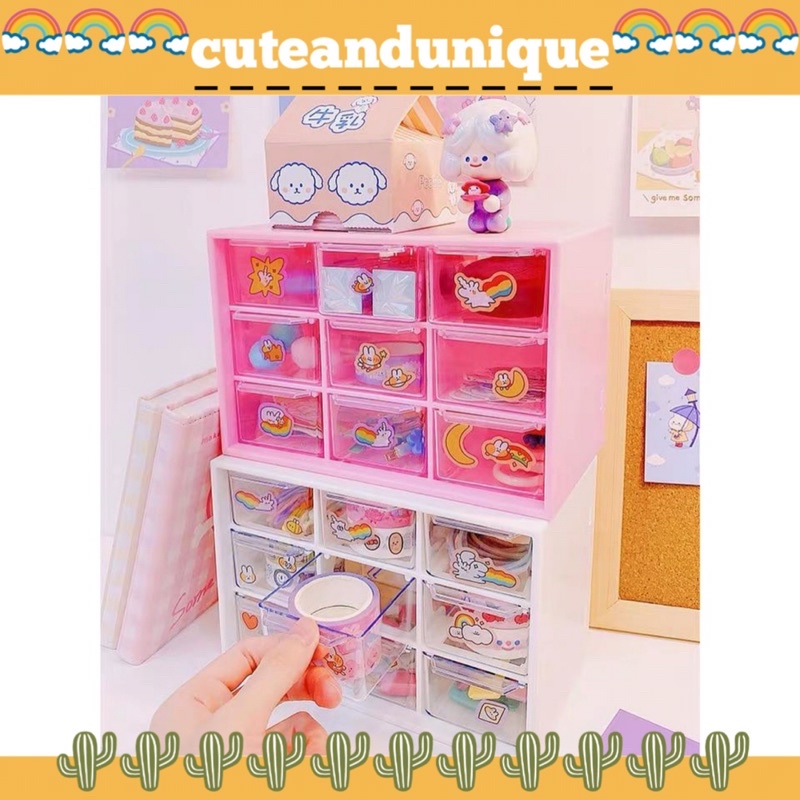 kotak laci mini l rak serbaguna l rak laci lucu unik 9L