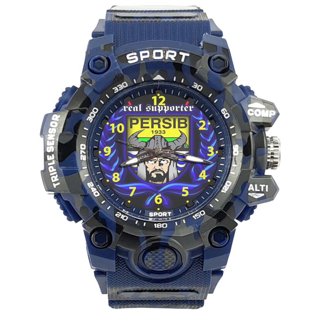 (ISTIMEWA BOSSQUE) JAM CUSTOM PERSIB STRAP ARMY - 5 Warna