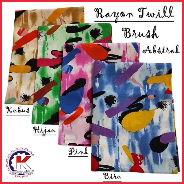 [KAHAPTEX] Bahan Kain Rayon Twill Brush Abstrak Premium - Roll