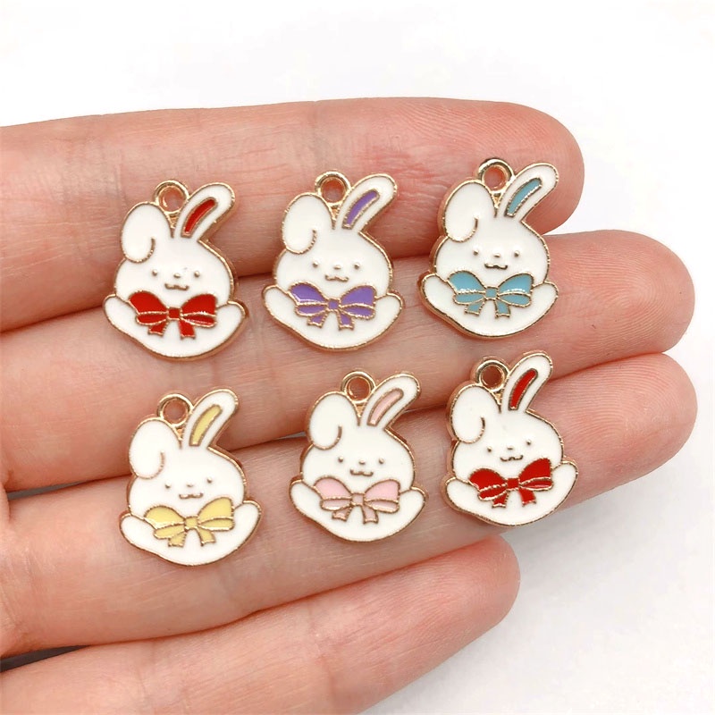 4pcs Liontin Bentuk Hewan Kelinci Bahan Alloy Charms