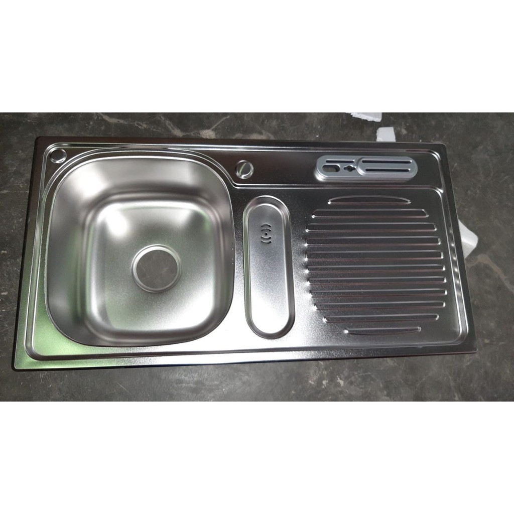 RINOKS sink Bak Cuci Piring  wastafel dapur sayap stainles + keran stainles + tempat sabun + tempat 