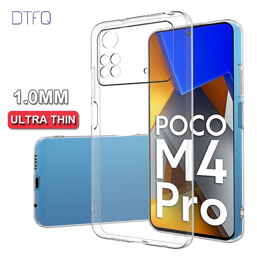 Best Case Cover Poco M4 Pro 4G Case, Casing Transparan Silikon PocoM4 Pro Tempered Screen Skin Carbo