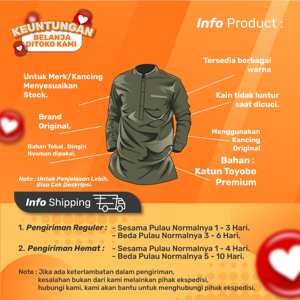 BAJU KOKO PRIA MUSLIM WARNA ARMY BAHAN TOYOBO PREMIUM LENGAN PANJANG HIGH QUALITY BAGUS MURAH IMPORT