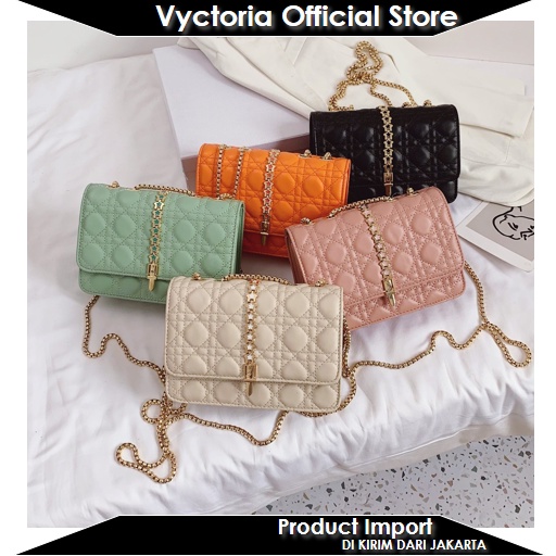 (COD) Vyctoria VOS7244 Tas Selempang Wanita Fashion Import Promo Tali Rantai 7244