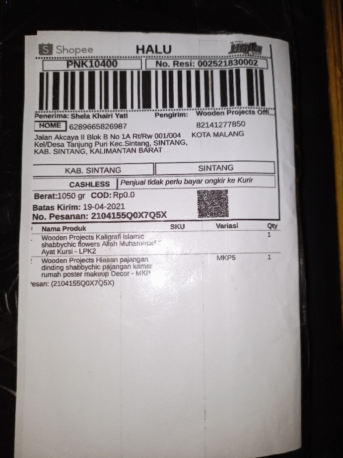 Wooden Projects Kaligrafi Islamic Shabbychic Flowers Allah Muhammad & Ayat Kursi - Lpk2