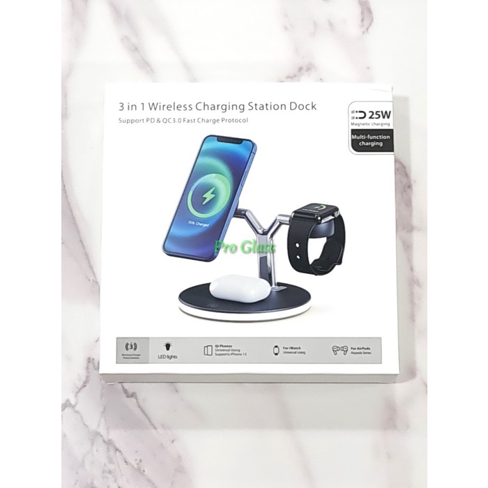 3in1 25W Fast Wireless For Iphone Charging Magsafe - Air pods - Watch Charge Station Dock