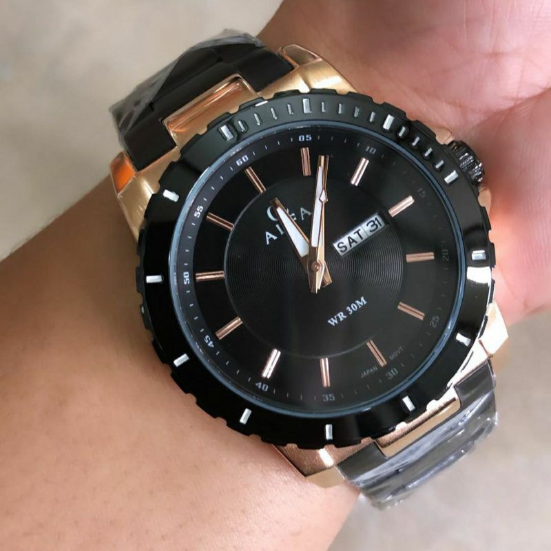 Ready Jam Tangan Alfa Ori Black Gold