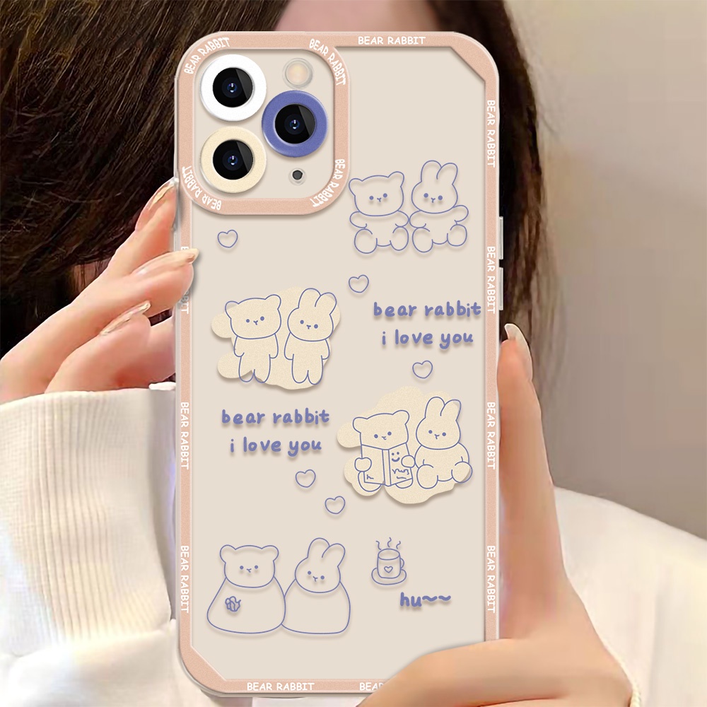 Soft Case TPU Transparan Motif Kartun Beruang Untuk iPhone 13 12 11 Pro MAX XS MAX XR X 7 8 Plus SE 2020