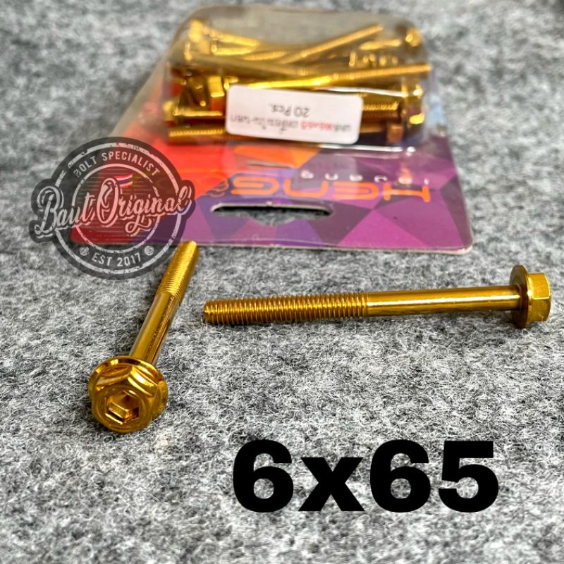 baut probolt 2kunci 2 kunci stainless 6x65 drat 10 panjang 6.5 cm original heng thailand gold