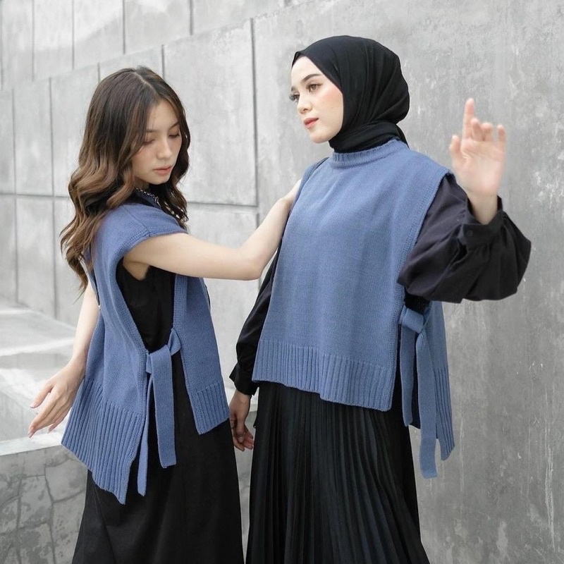 Denim Vest Rajut Halus / Outer Rajut / Outer Rompi