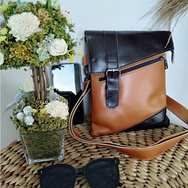 TAS SELEMPANG KULIT ASLI PRIA PREMIUM GARUT SUKAREGANG 100% ORIGINAL