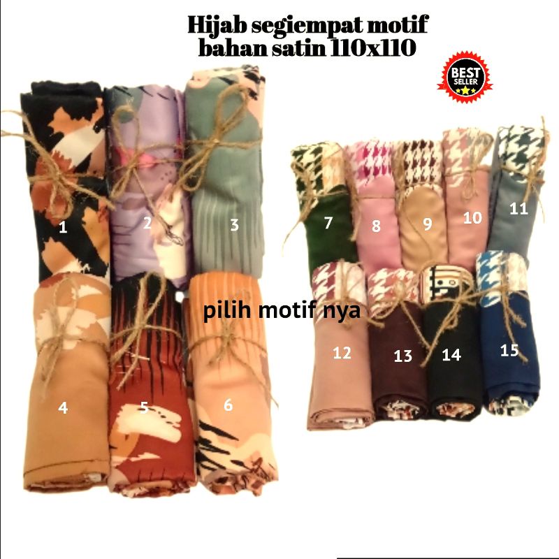 Hijab segiempat motif voal harga grosir kerudung motif glowing jilbab bahan satin