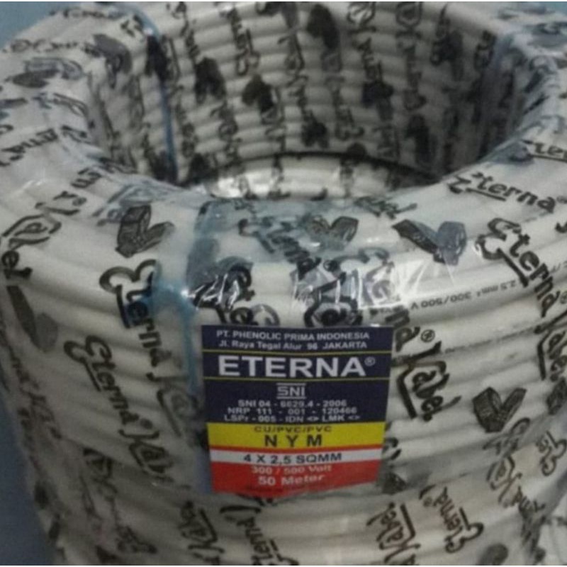 Kabel Kawat 4x2.5mm NYM Eterna Kabel Listrik 4x2,5 Tembaga (Potongan) Kabel 4x2.5 Eterna Meteran
