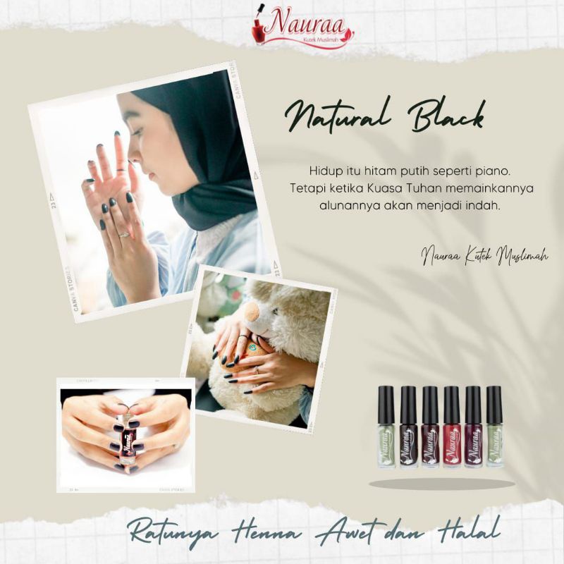 Kutek Naura Muslimah Kutek Halal Kutek Awet Kutek Sah Solat Warna Natural Black Shopee Indonesia