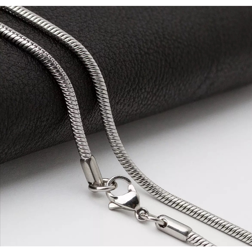 PROMO KALUNG BELUT BULAT SILVER TITANIUM ANTI KARAT DAN LUNTUR