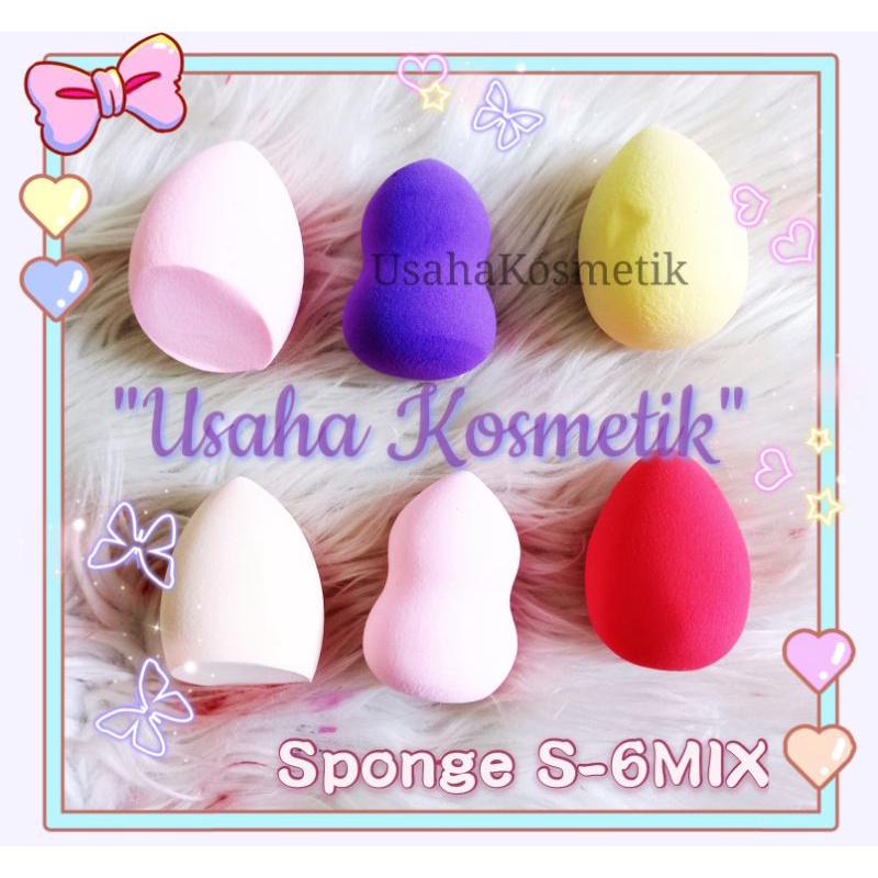 SPONGE BEAUTY BLENDER MAKEUP TOOLS ISI 6PC BENTUK GUCI+TELOR+KYLIE LEMBUT SPONGE NO. S-6MIX