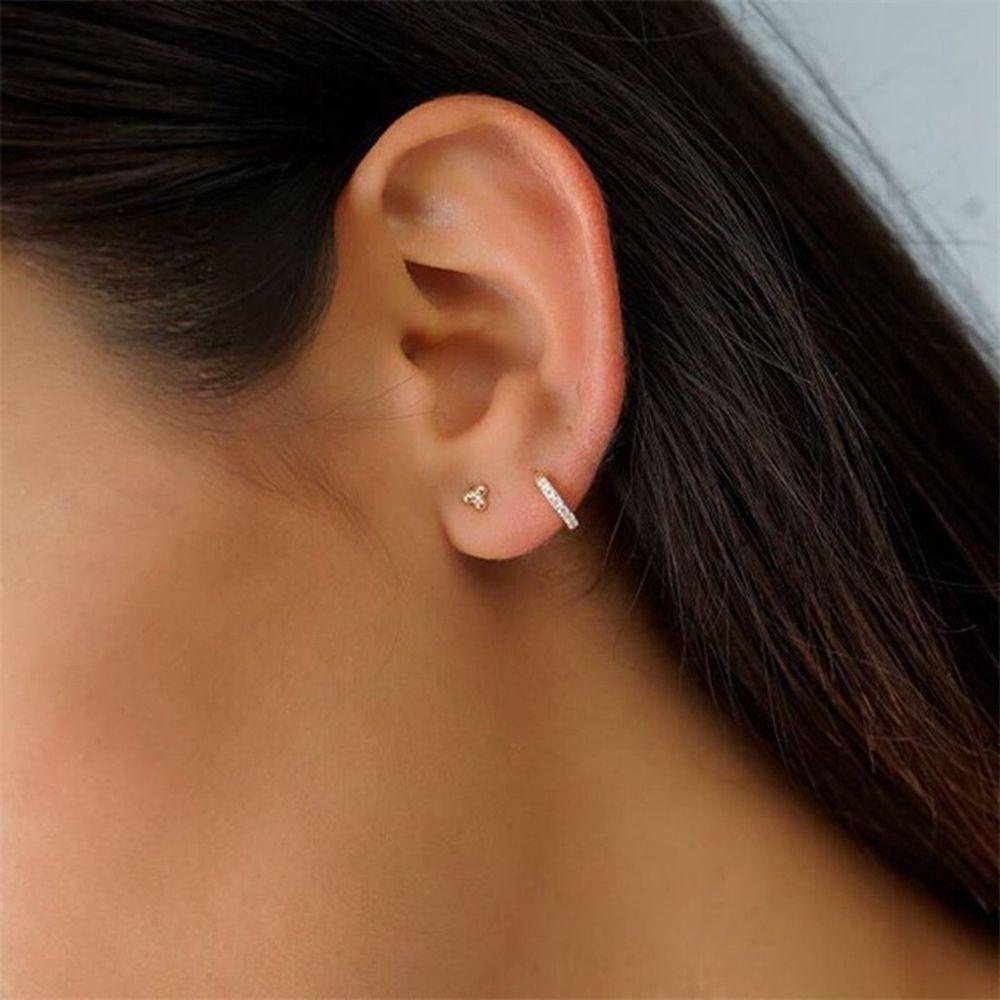 Needway   Sterling Silver Anting Tipis Sederhana Wanita Tindik Telinga Kepribadian Telinga Tulang Cincin Kecil Anting-Anting Hoop