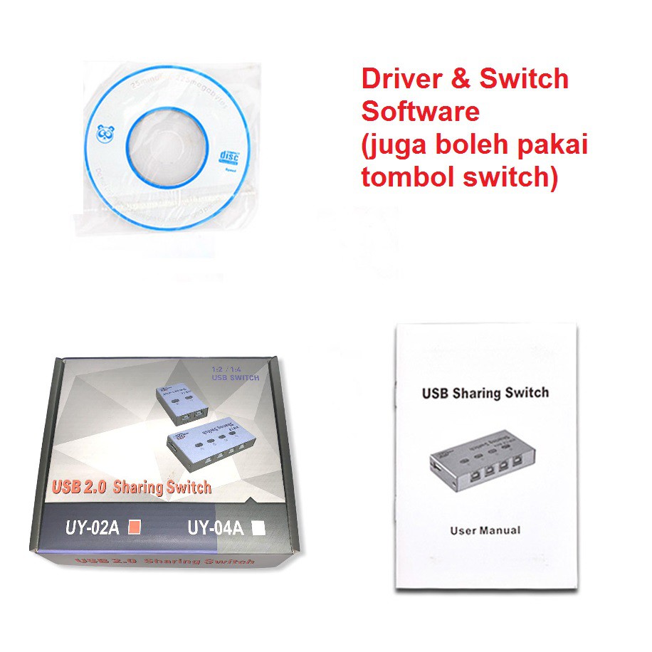 Auto Switch Usb Printer 2 Port 2Port 4 Port Sharing Switcher  USB 2.0 Printer Kable Manual Otomatis-5
