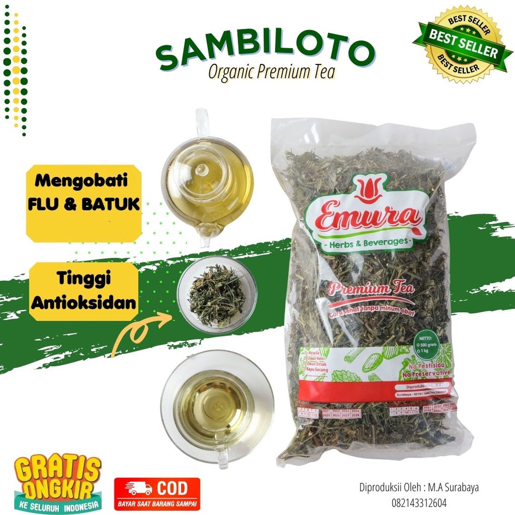 Daun Sambiroto 1KG Grade A/ Daun Sambiloto / Obat Asma,Obat Flu