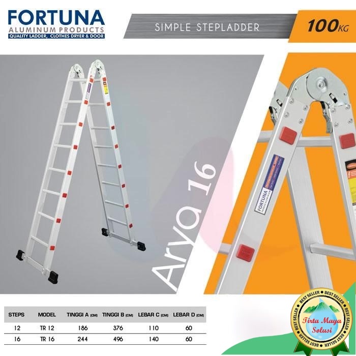 Tangga Dualpurpose 244 Cm Tangga Lipat Premium Alumunium Arya Fortuna