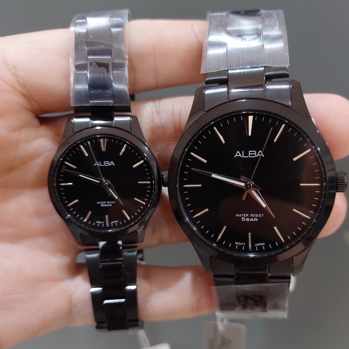 JAM TANGAN COUPLE ALBA ARSZ19X1 & ARSZ21X1 BLACK MURAH ORIGINAL