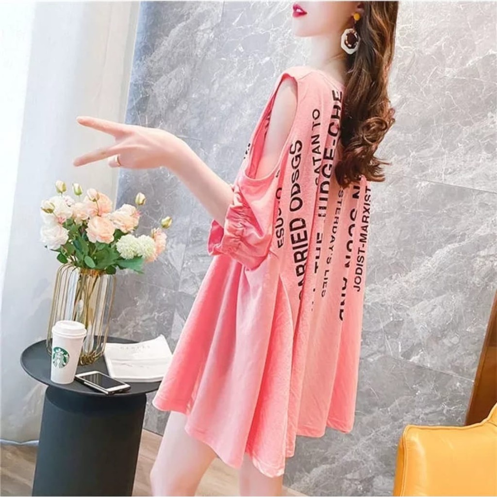 QFS - BAJU STAN BOLONG BAHU / SABLON / PINK / TERBARU / TERPOPULER