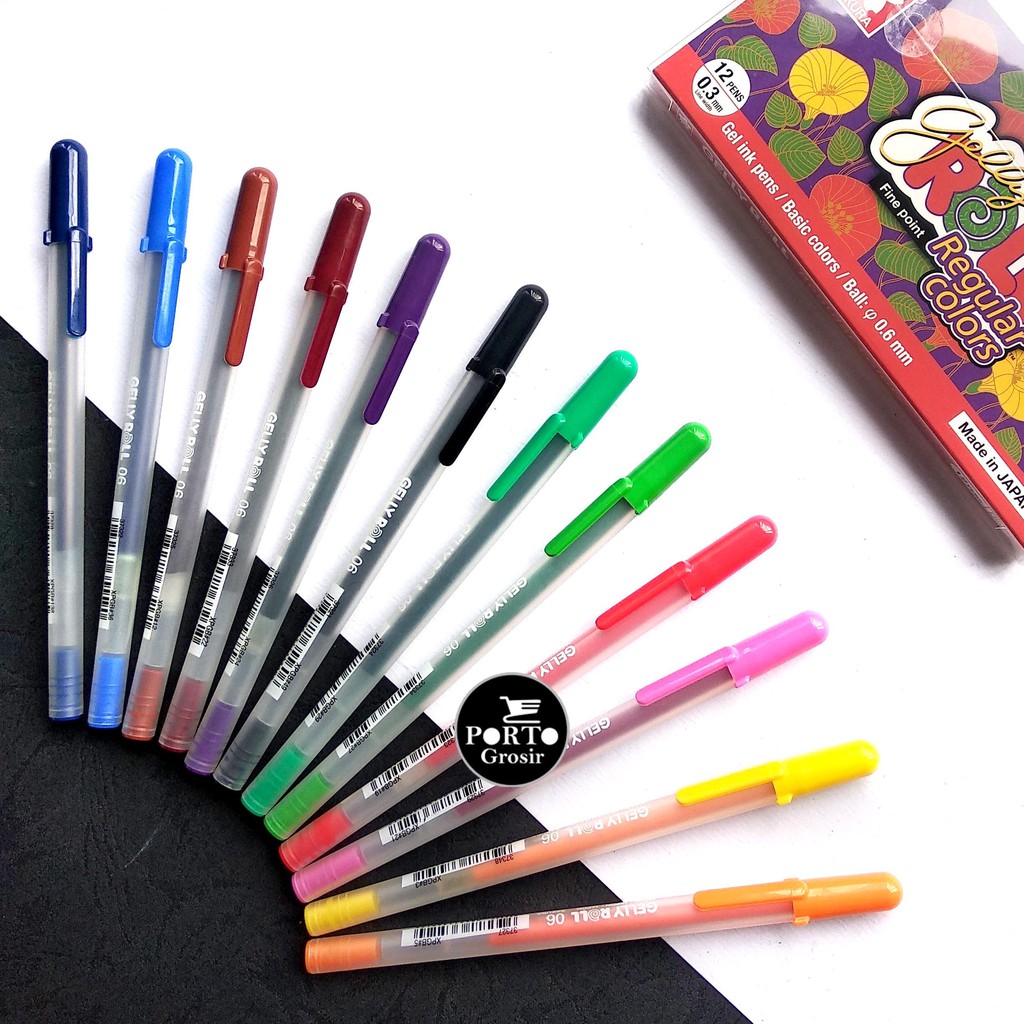 

Sakura Gelly Roll Pen Fine Point Classic Regular Colors Set 12 Colour Pena Warna