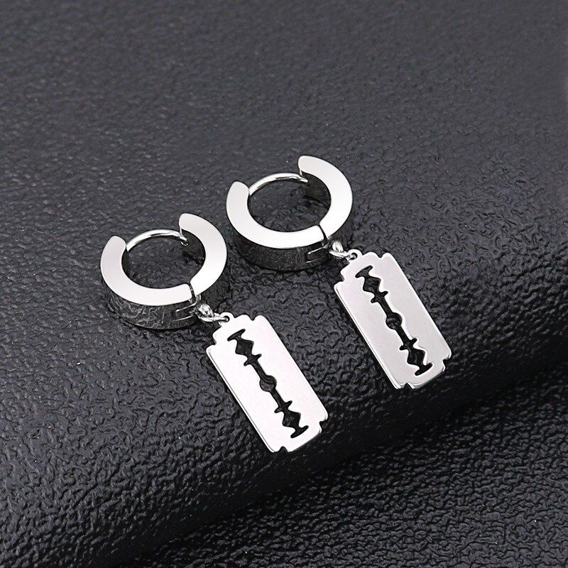 Anting Titanium Gillate Anting Titanium Pria Wanita Anting tusuk jurai silet Antikarat Titanium