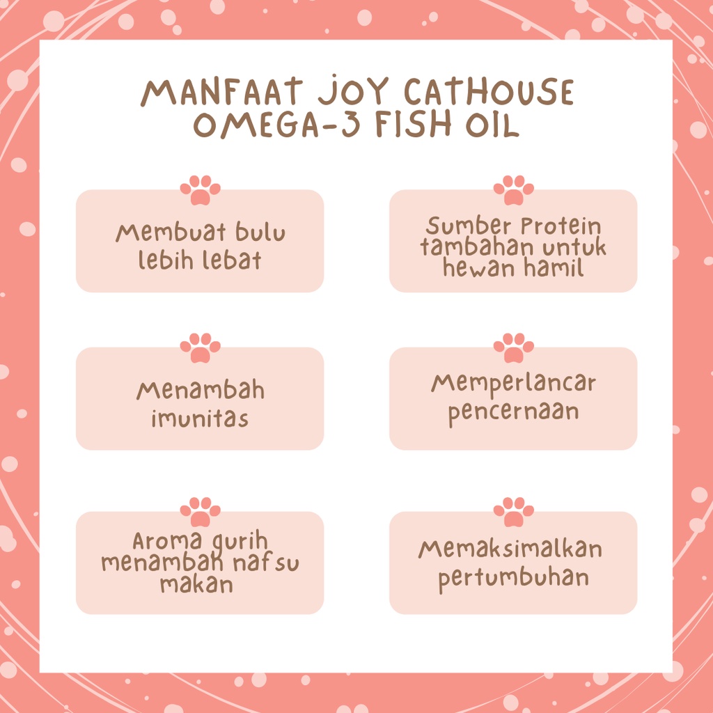 Omega-3 Fish Oil Suplemen Kucing, Suplemen Hewan Peliharaan | Joy Cat House