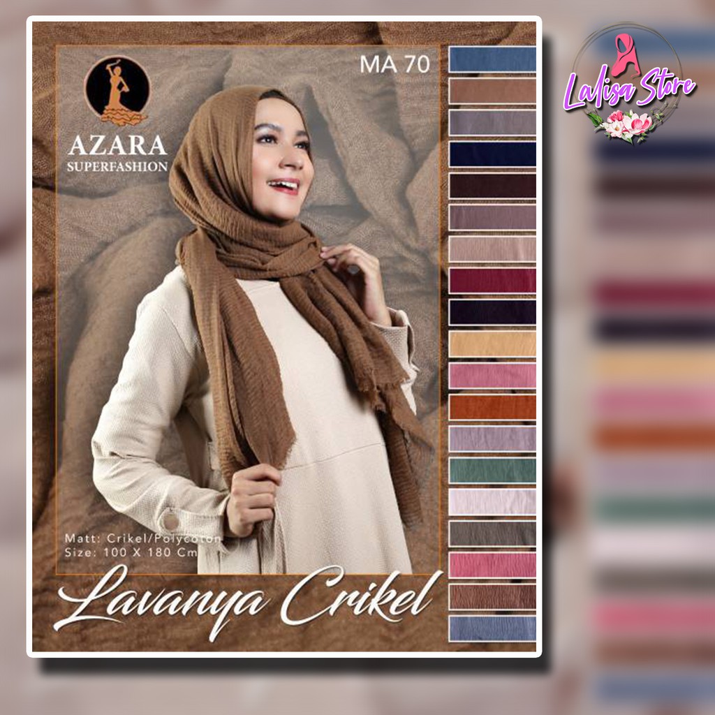 Kerudung Segi Empat Azara Lavanya Crinkle / Jilbab / Pashmina / Hijab / Harga Grosir / Satuan