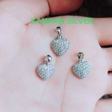 TTR Liontin love/buah kalung love mata putih kilau full perak asli 925/silver lapisan emas putih