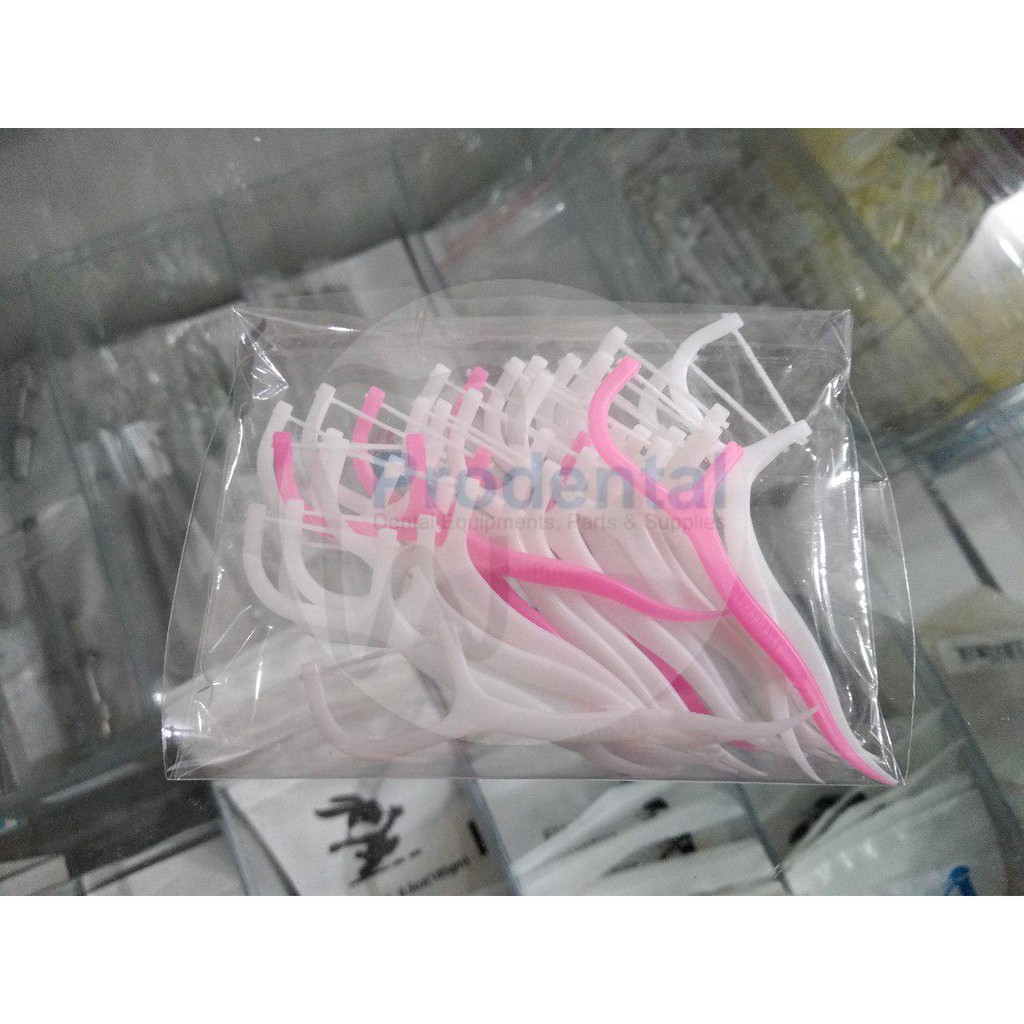 Dental Floss Tooth Pick Putih Pink / Pembersih Sela Gigi