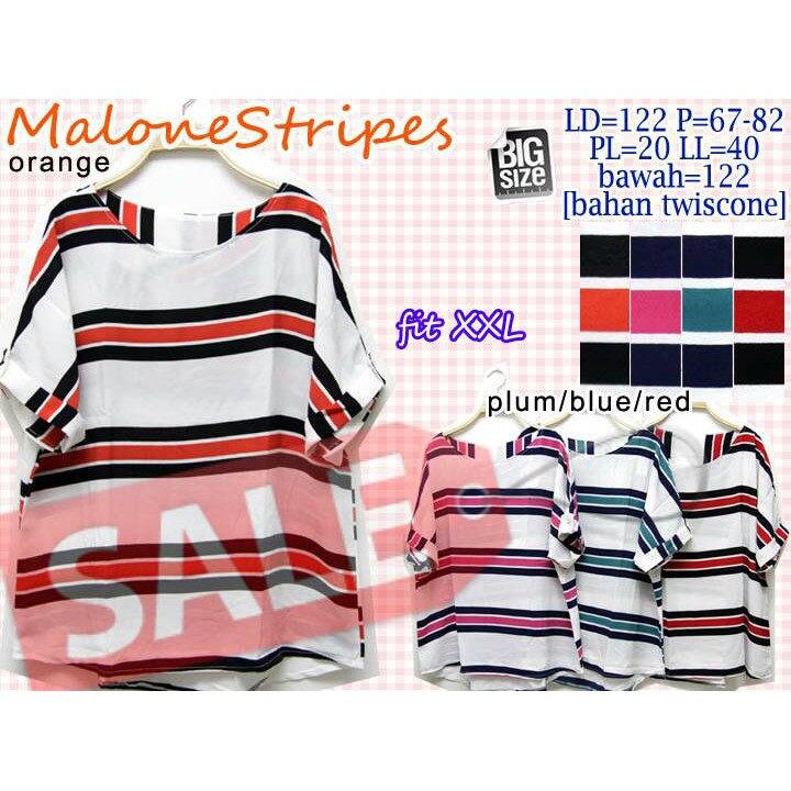 Malone Stripes Blouse XXL 2L JUMBO BIGSIZE