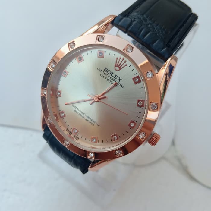 Jam Tangan kw Rolex kulit motif ( couple ) Buruan