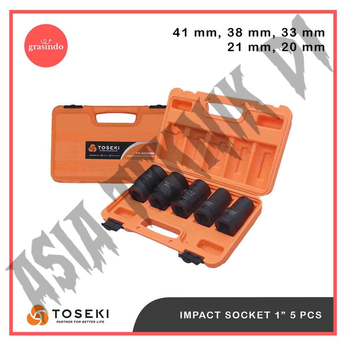 SET 5PC MATA SOCKET IMPACT TOSEKI SQUARE 1 in 6 pt MATA SOK IMPACT SET 1DR 6PT TOSEKI SET SOCK