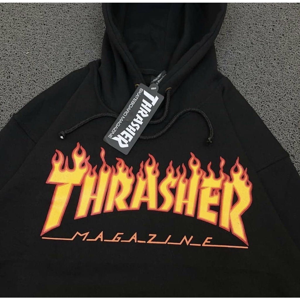 HOODIE THRASHER FIRE LOGO BLACK JACKET