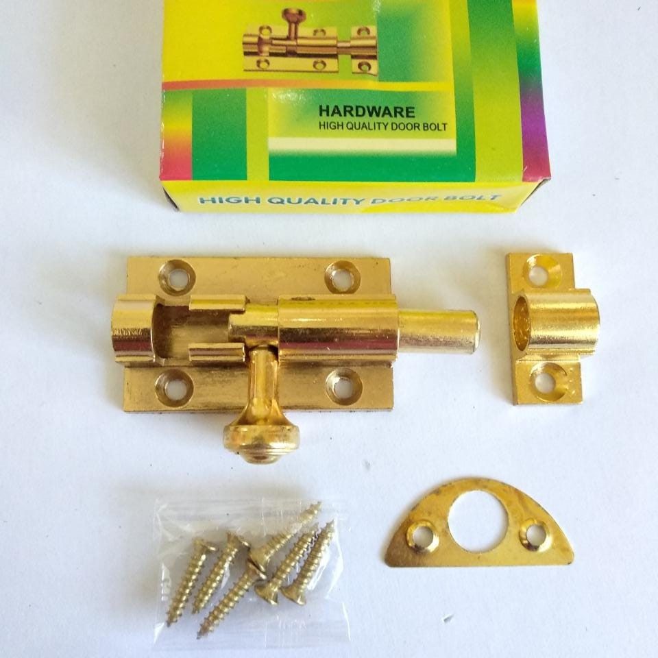 Grendel slot pengunci pintu jendela babet kuning 2 inch