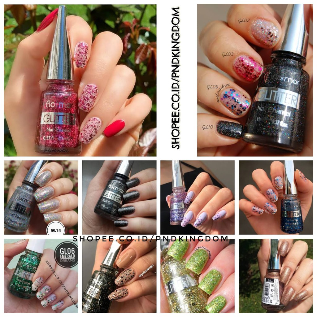 GLITTER / SHIMMER Kutek Halal Flormar / Nail Polish / Cat Kuku Non Peel Off