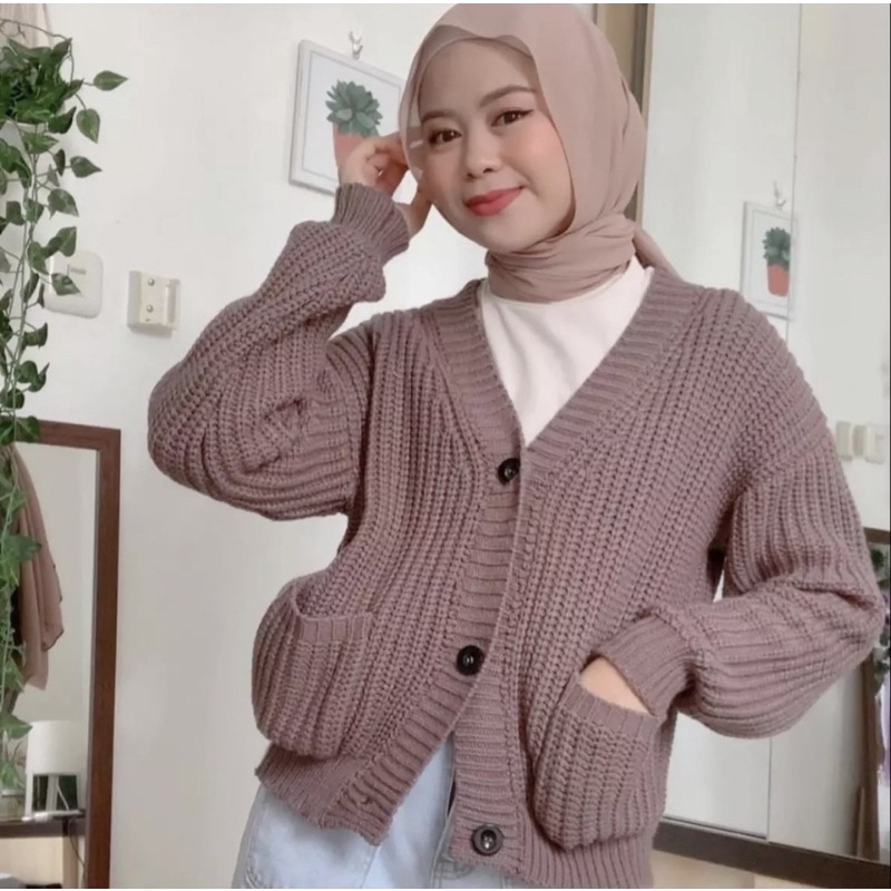 CARDIGAN WANITA SHERLI LENGAN BALON PANJANG