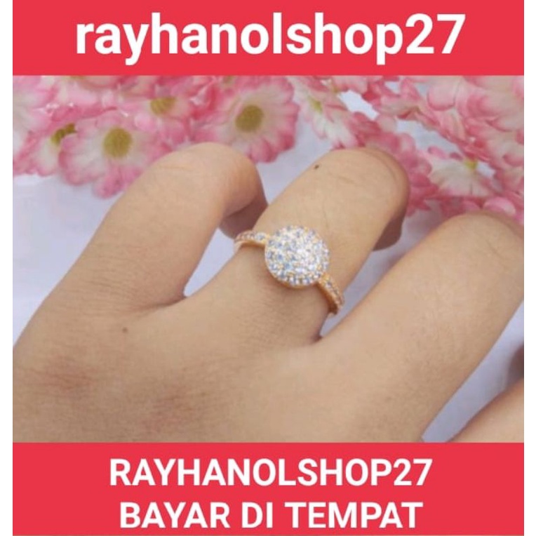 CINCIN TITANIUM PILIHAN TERSEDIA WARNA SILVER DAN GOLD PERMATA BULAT ANTI KARAT ANTI PUDAR