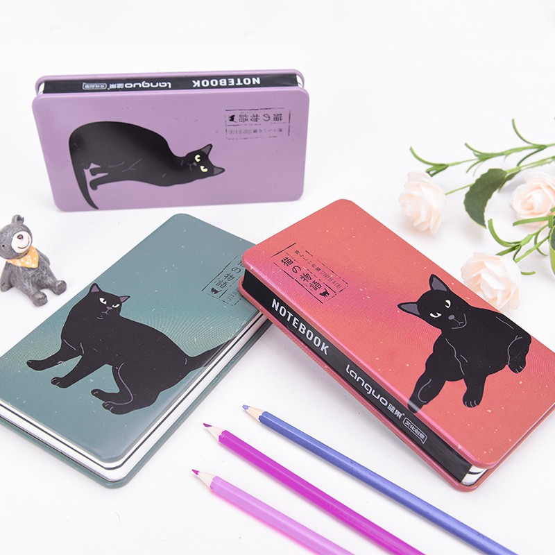 

Black Cat Tin-Cover Mixed Notebook (Buku Tulis Tema Kucing)