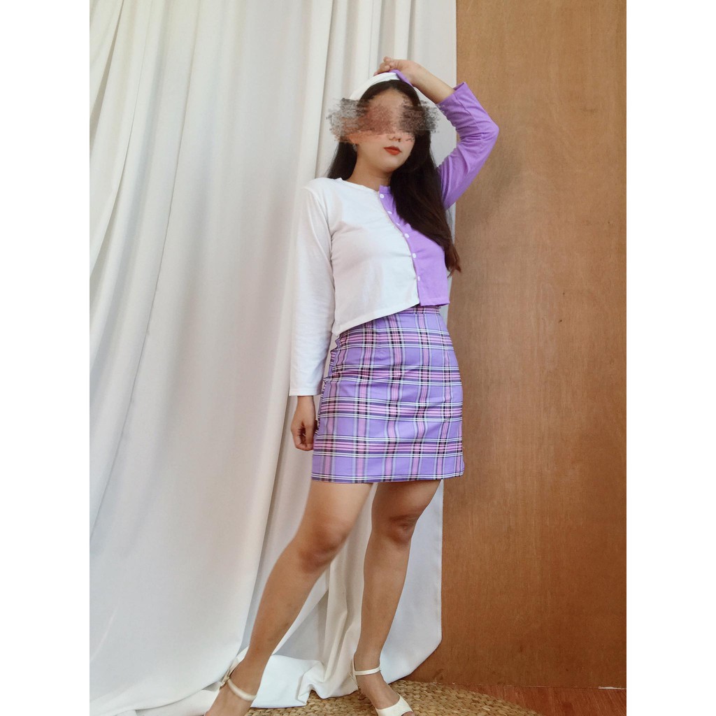 MAJOMER ® | PUPY TARTAN SKIRT - ROK WANITA-PENDEK UNGU