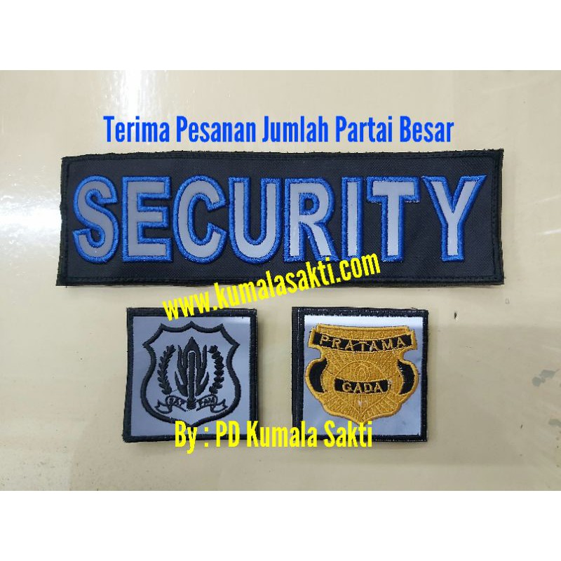 Bordiran Perekat Rompi Jaket Satpam Security 1 set-Rubber Patch Tactical-Kaos Satpam-Topi Satpam-Tas