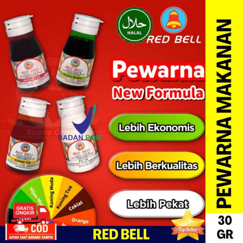 

Pewarna Makanan Red Bell 30 GR HALAL / Pewarna Cair Red Bell / Pewarna Minuman /Pewarna Makanan Cair