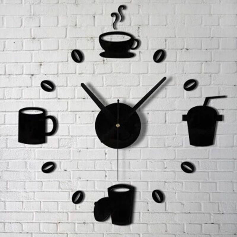 Jam Dinding DIY Giant Wall Clock Quartz Creative Design Model Kopi Cafe
