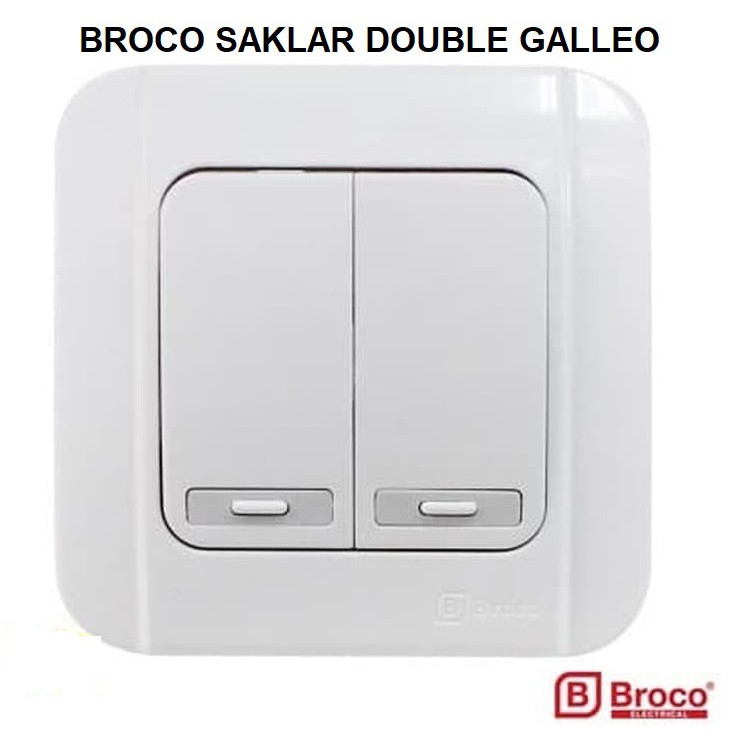 BROCO SAKLAR DOUBLE GALLEO WHITE G162-55S - SAKLAR DOUBLE 2 GANG 1 WAY Galleo Broco